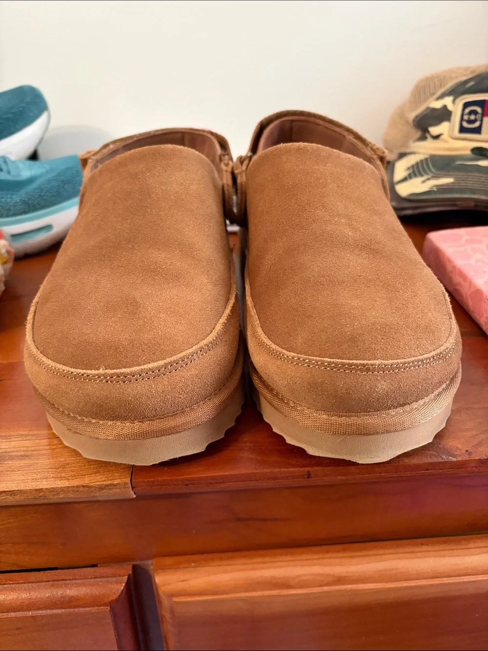 Women's Suede Backstrap Clogs in Tan - Picture 2 of 7